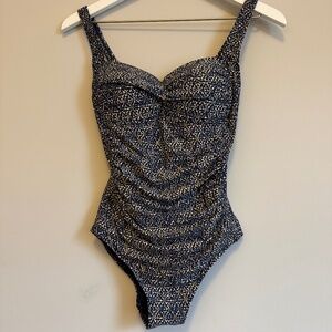 Nip Tuck Bond Eye Australia One Piece Swimsuit Navy Blue & Gold